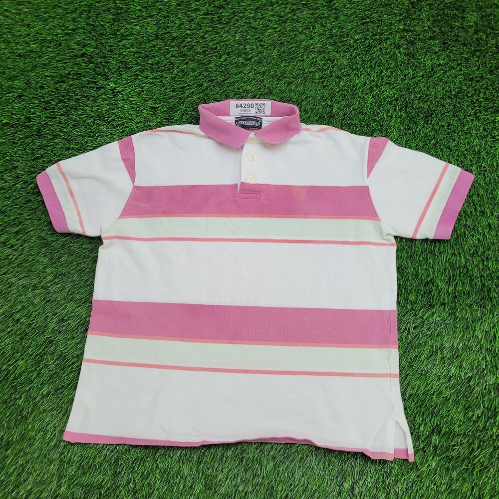 Vintage Chesterfield Stripes Polo Shirt Womens L 20x22 Pink